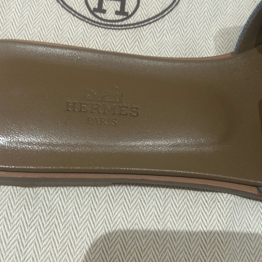 Hermès Orans in Blue Denim SZ 37.5 - Picture 7 of 12